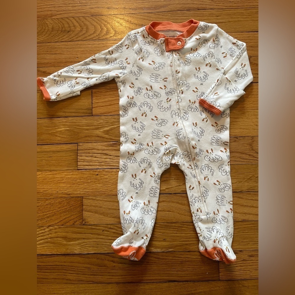 Burt’s Bees Baby | thanksgiving zip up footed pajamas | baby NB